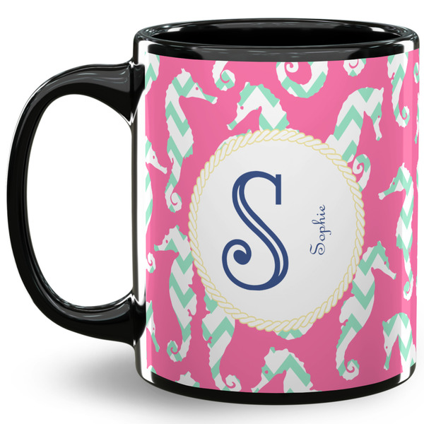 Custom Sea Horses 11 Oz Coffee Mug - Black (Personalized)