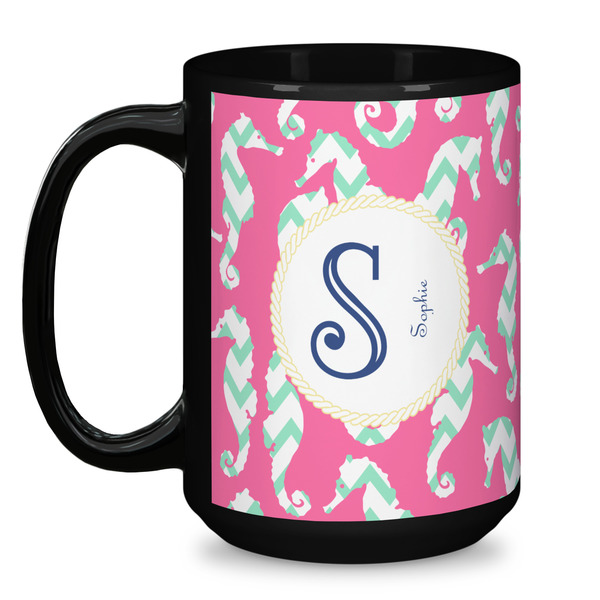 Sea Horses Coffee Mug - 15 oz - Black