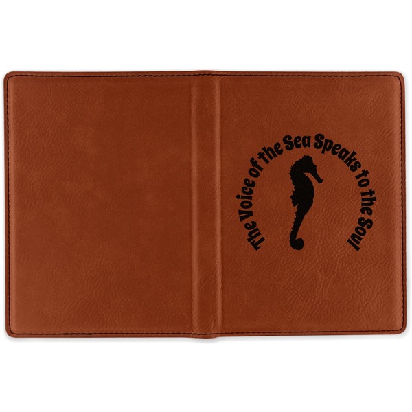 Sea Horses Cognac Leather Passport Holder Outside Single Sided - Apvl