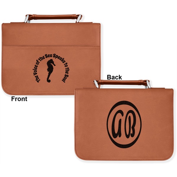 Sea Horses Cognac Leatherette Bible Covers - Large Double Sided Apvl