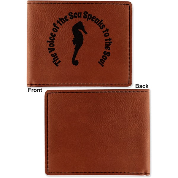 Sea Horses Cognac Leatherette Bifold Wallets - Front and Back Single Sided - Apvl