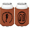 Sea Horses Cognac Leatherette Can Sleeve - Double Sided Front and Back