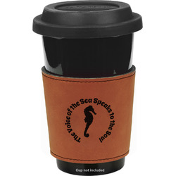 Sea Horses Leatherette Cup Sleeve - Double Sided (Personalized)