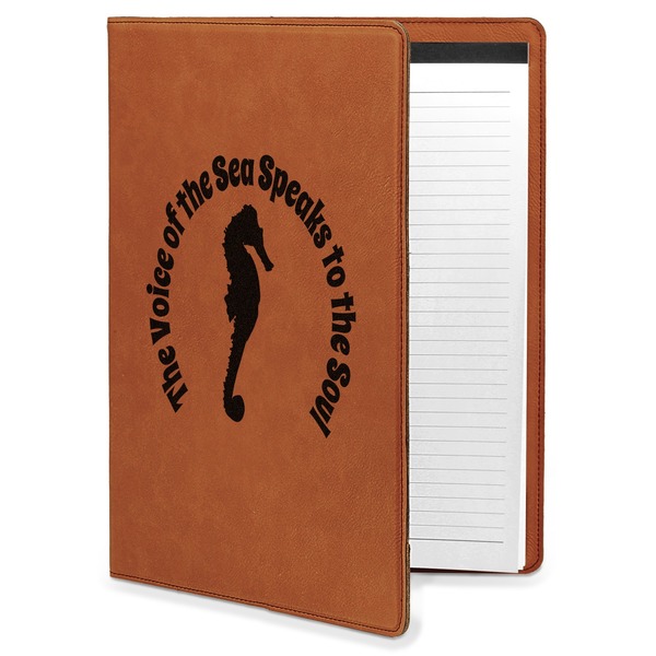 Custom Sea Horses Leatherette Portfolio with Notepad - Large - Double Sided (Personalized)
