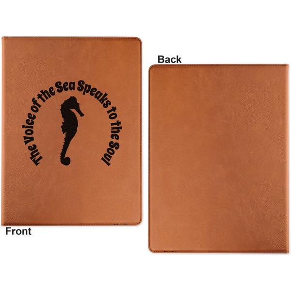 Sea Horses Cognac Leatherette Portfolios with Notepad - Small - Single Sided- Apvl