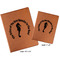 Sea Horses Cognac Leatherette Portfolios with Notepads - Compare Sizes