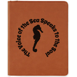 Sea Horses Leatherette Zipper Portfolio with Notepad - Double Sided (Personalized)