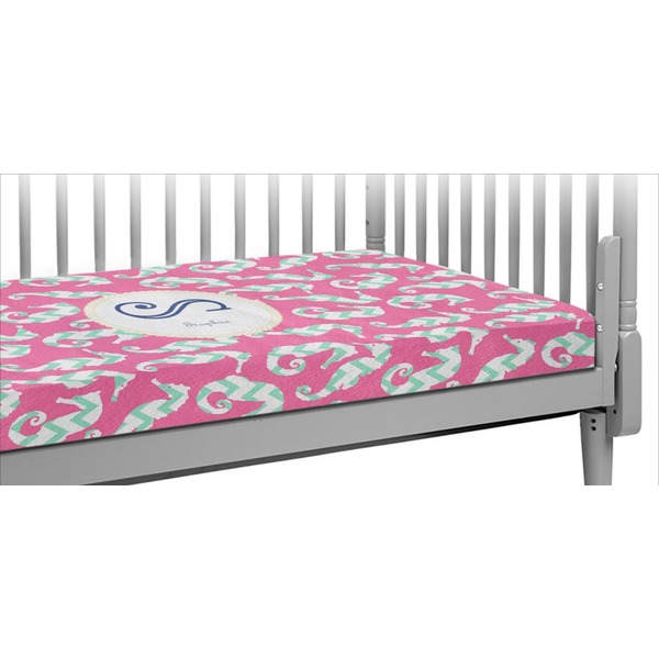 Custom Sea Horses Crib Fitted Sheet (Personalized)