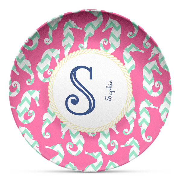 Custom Sea Horses Microwave Safe Plastic Plate - Composite Polymer (Personalized)