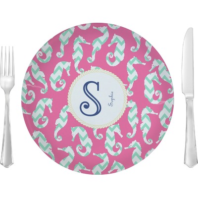 Sea Horses 10" Glass Lunch / Dinner Plates - Single or Set (Personalized)