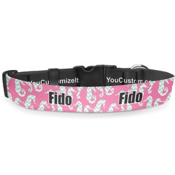 Sea Horses Deluxe Dog Collar - Large (13" to 21") (Personalized)