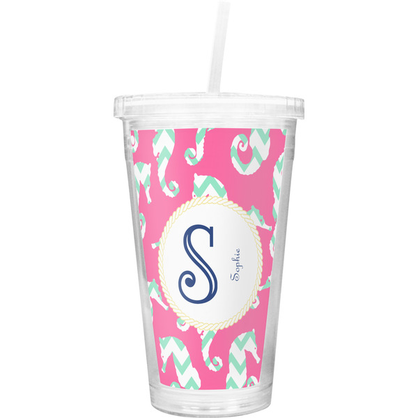 Custom Sea Horses Double Wall Tumbler with Straw (Personalized)