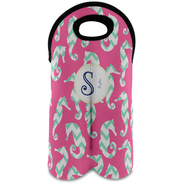 Custom Sea Horses Wine Tote Bag (2 Bottles) (Personalized)