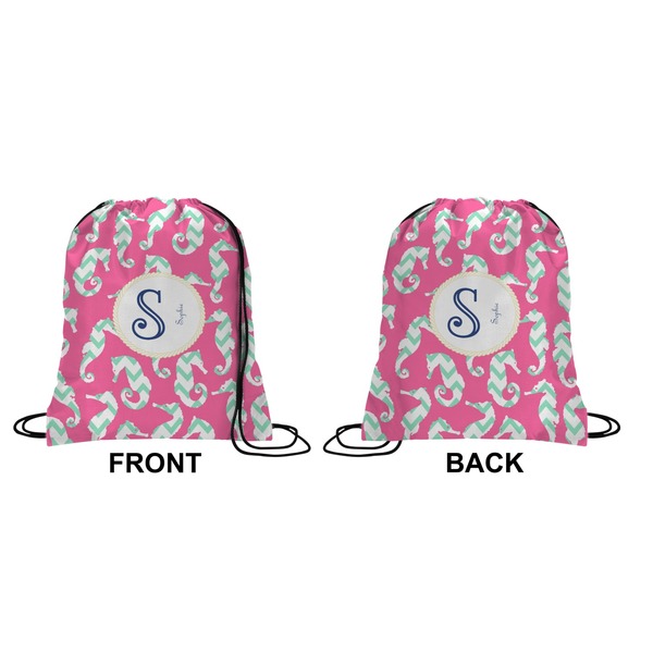 Sea Horses Drawstring Backpack Front & Back Small