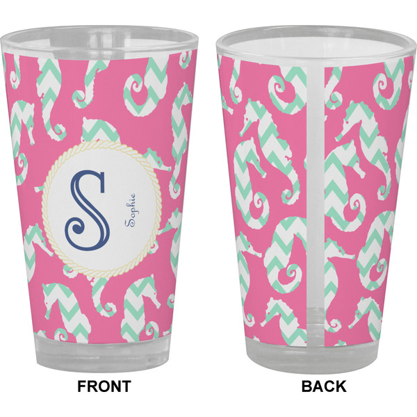 Sea Horses Pint Glass - Full Color - Front & Back Views