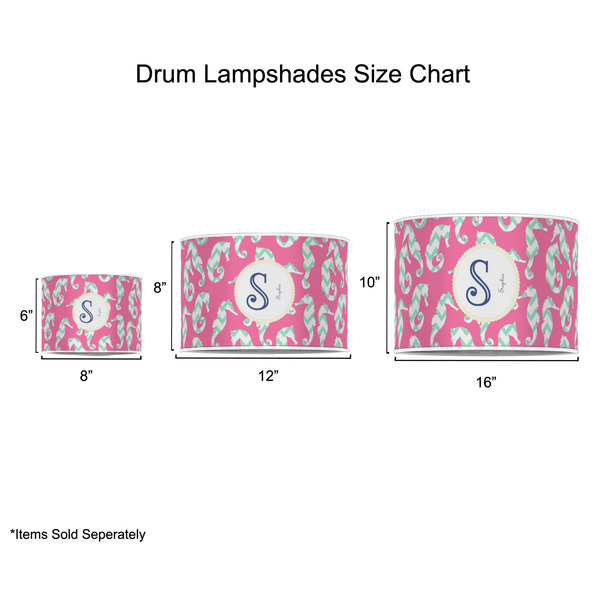 Sea Horses Drum Lampshades - Sizing Chart