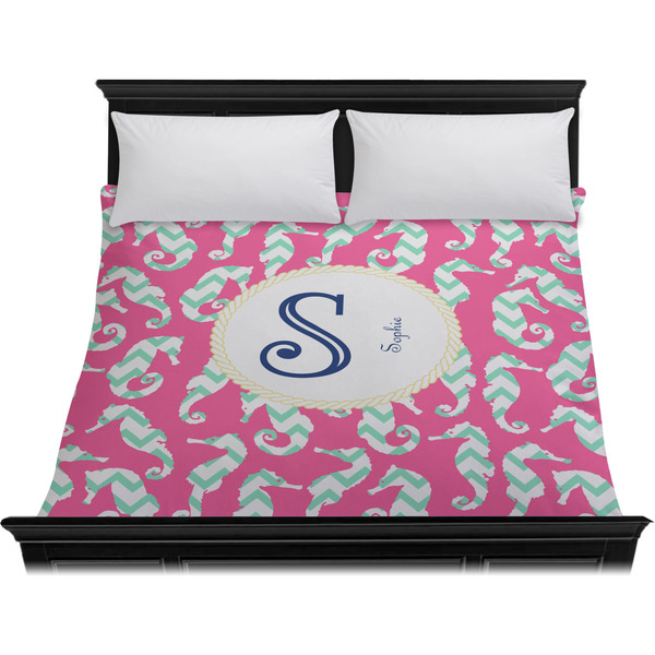 Sea Horses Duvet Cover - King - On Bed - No Prop