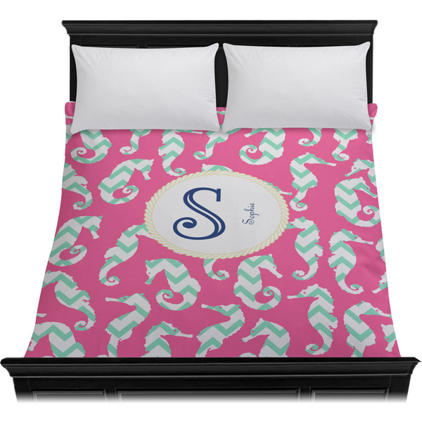 Sea Horses Duvet Cover - Queen - On Bed - No Prop