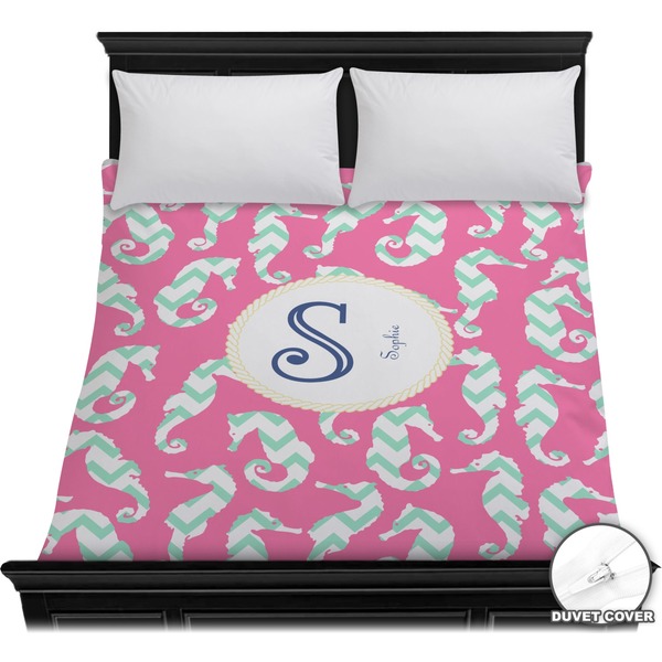 Custom Sea Horses Duvet Cover - Full / Queen (Personalized)
