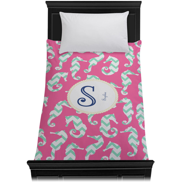 Sea Horses Duvet Cover - Twin - On Bed - No Prop