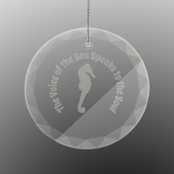 Sea Horses Engraved Glass Ornament - Round (Personalized)