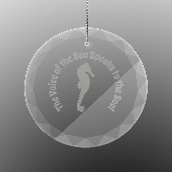 Custom Sea Horses Engraved Glass Ornament - Round (Personalized)