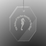 Sea Horses Engraved Glass Ornament - Octagon (Personalized)