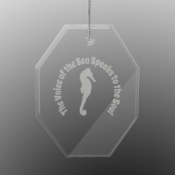 Sea Horses Engraved Glass Ornament - Octagon (Personalized)