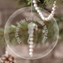Sea Horses Engraved Glass Ornament (Personalized)