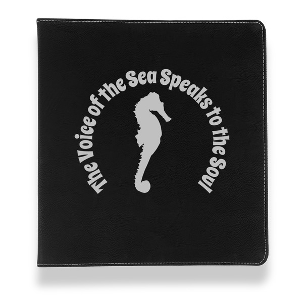 Sea Horses Leather Binder - 1" - Black - Front View