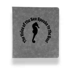 Sea Horses Leather Binder - 1" - Grey (Personalized)