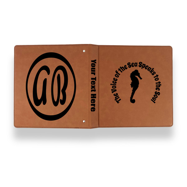 Sea Horses Leather Binder - 1" - Rawhide - Back Spine Front View