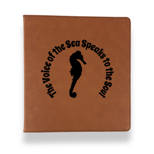 Custom Sea Horses Leather Binder - 1" - Rawhide (Personalized)