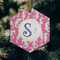 Sea Horses Frosted Glass Ornament - Hexagon (Lifestyle)