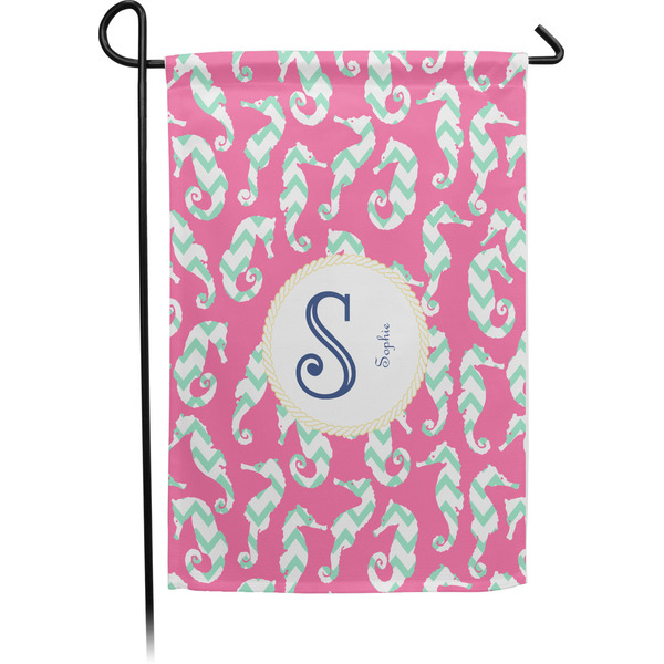 Custom Sea Horses Small Garden Flag - Single Sided w/ Name and Initial