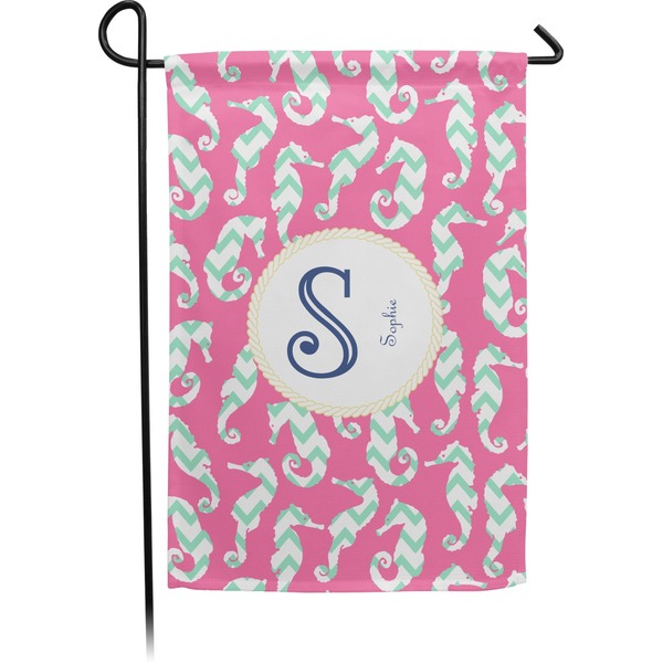 Custom Sea Horses Small Garden Flag - Double Sided w/ Name and Initial
