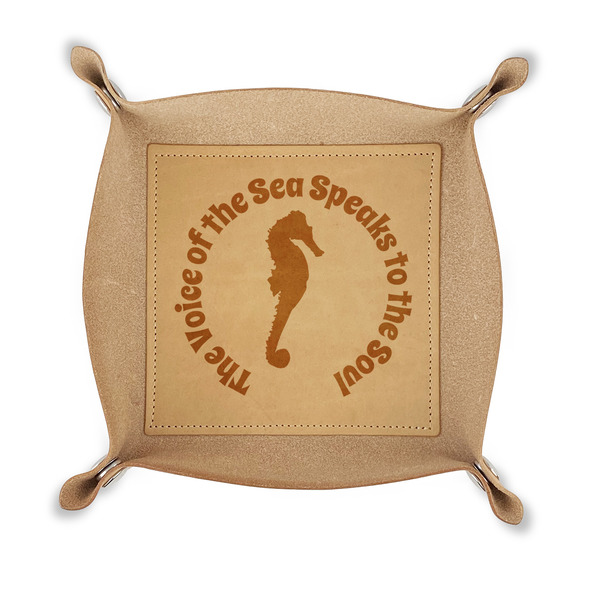 Custom Sea Horses Genuine Leather Dice Tray (Personalized)