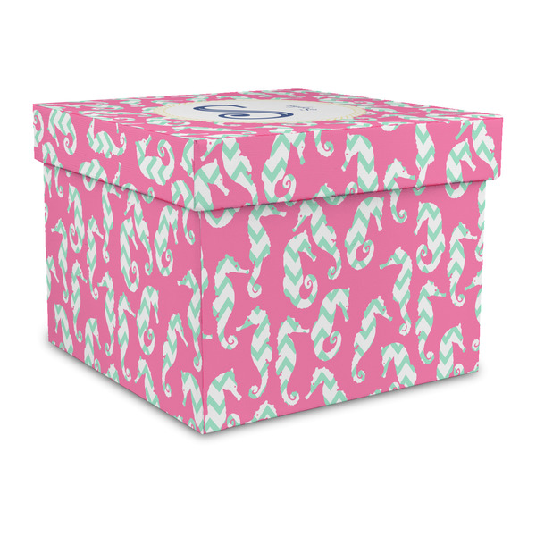 Custom Sea Horses Gift Box with Lid - Canvas Wrapped - Large (Personalized)