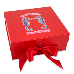 Sea Horses Gift Box with Magnetic Lid - Red (Personalized)