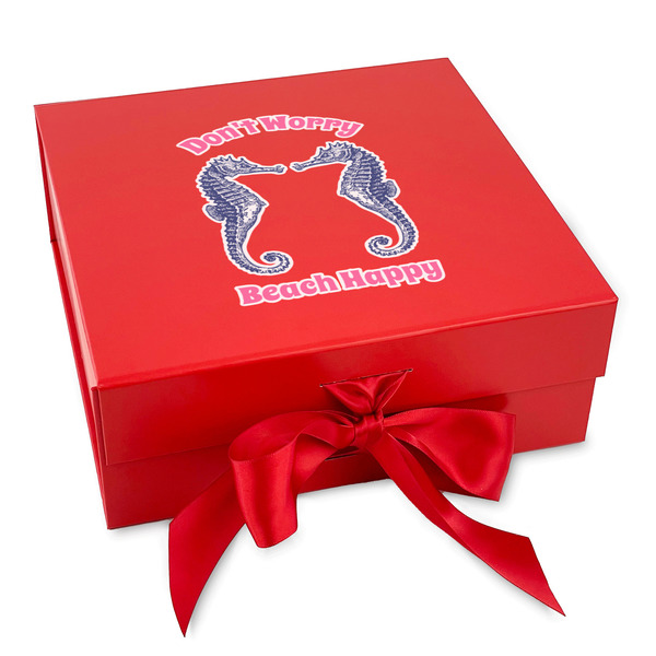 Custom Sea Horses Gift Box with Magnetic Lid - Red (Personalized)