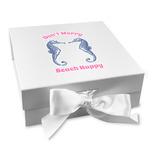Sea Horses Gift Box with Magnetic Lid - White (Personalized)