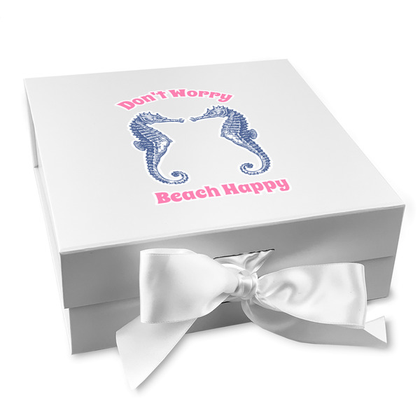 Custom Sea Horses Gift Box with Magnetic Lid - White (Personalized)