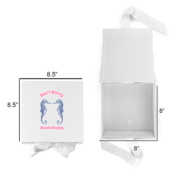 Sea Horses Gift Boxes with Magnetic Lid - White - Open & Closed