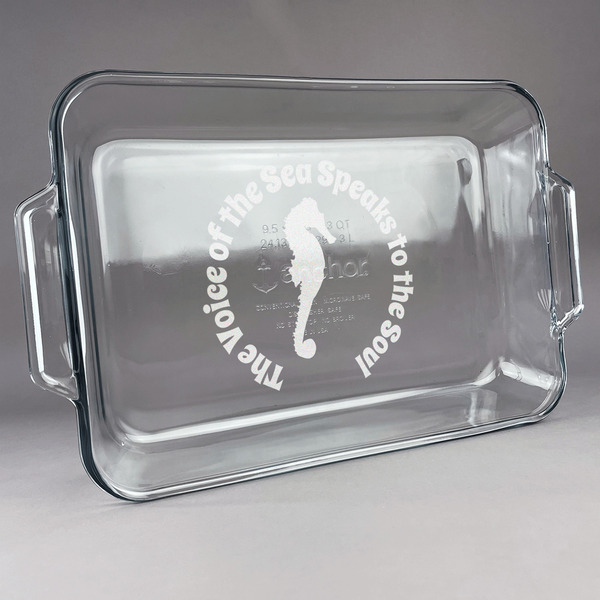 Custom Sea Horses Glass Baking Dish - 13in x 9in (Personalized)