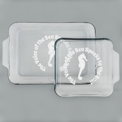 Sea Horses Set of Glass Baking & Cake Dish - 13in x 9in & 8in x 8in (Personalized)