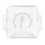 Sea Horses Glass Cake Dish with Truefit Lid - 8in x 8in (Personalized)