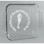 Sea Horses Glass Cake Dish - 8in x 8in (Personalized)