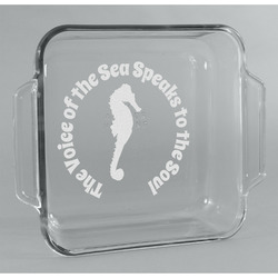 Sea Horses Glass Cake Dish - 8in x 8in (Personalized)