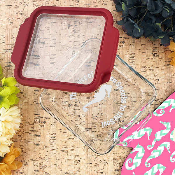 Sea Horses Glass Cake Dish - LIFESTYLE (8x8)