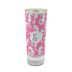 Sea Horses 2 oz Shot Glass -  Glass with Gold Rim - Set of 4 (Personalized)